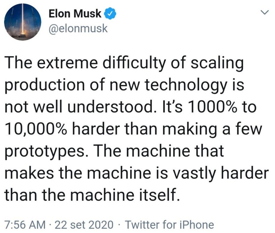 Elon Musk Battery day September 2020 výrok